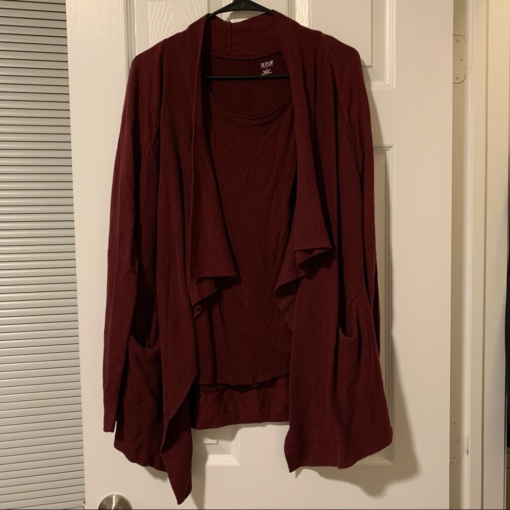 ANA Burgundy Waterfall Cardigan